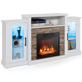 White Fireplace TV Stand with LED Lights & 18'' Electric Fireplace W628453