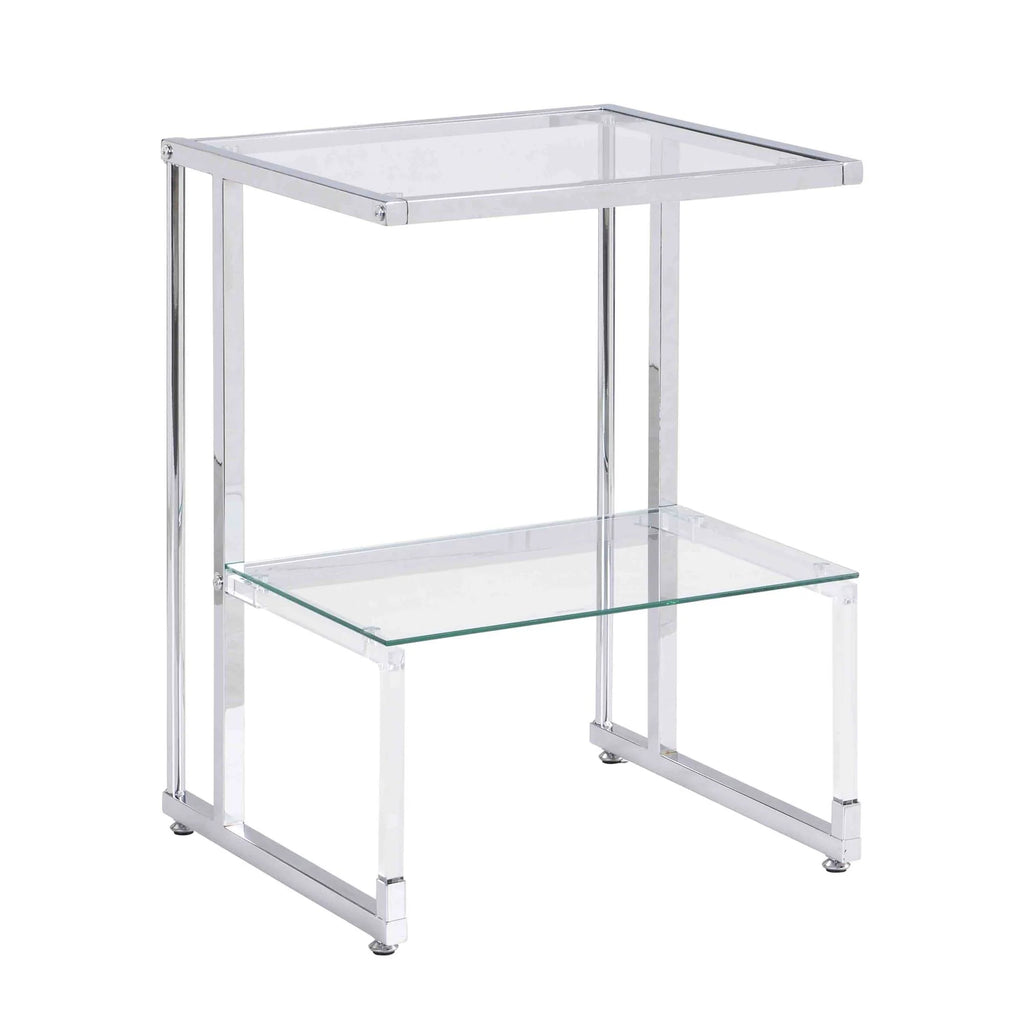 Silver Chrome 2-Tier Acrylic Glass Side Table I242021