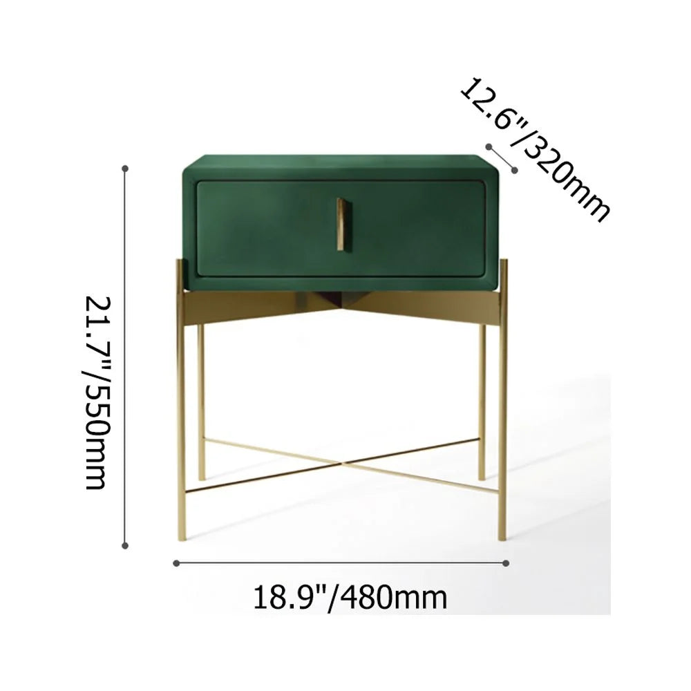 Green Velvet Upholstered Nightstand with Drawer I63262