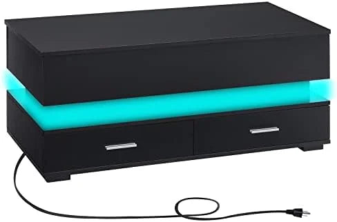 LED Lift Top Coffee Table with Charging Station W441
