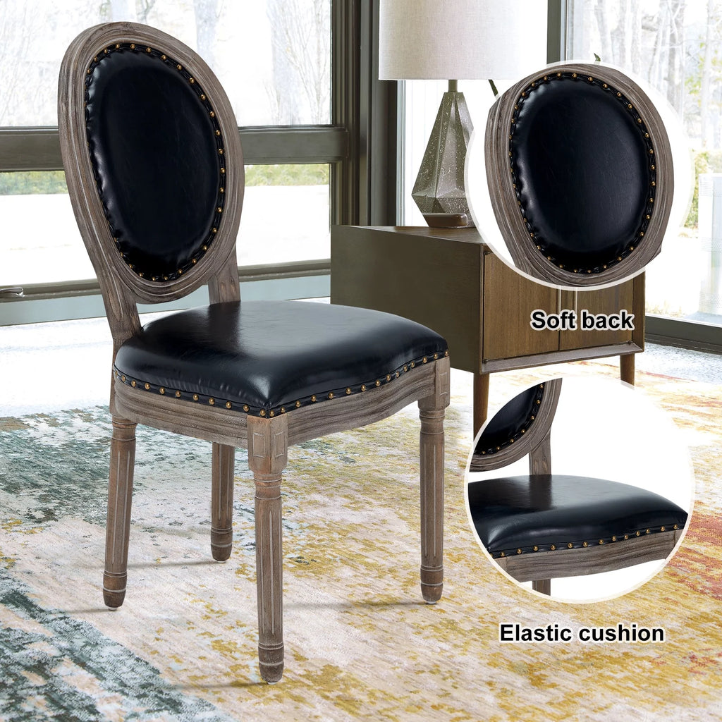 Brown Leather Dining Chairs Set of 2 G8531
