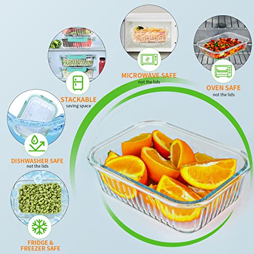 5 Packs 36 oz Glass Food Storage Containers with Lids, White V583