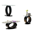 Black 3-Piece Tempered Glass Top Coffee Table Set Q134985