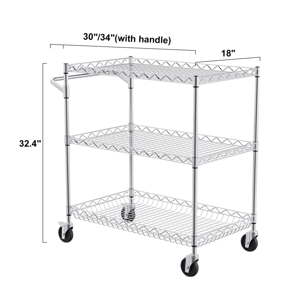 3-Tier Utility Rolling Cart on Wheels M594