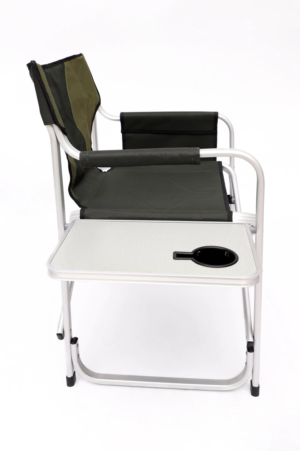 Padded Folding Outdoor Chair with Side Table and Storage Pockets, Lightweight Oversized Directors Chair, Green I745432