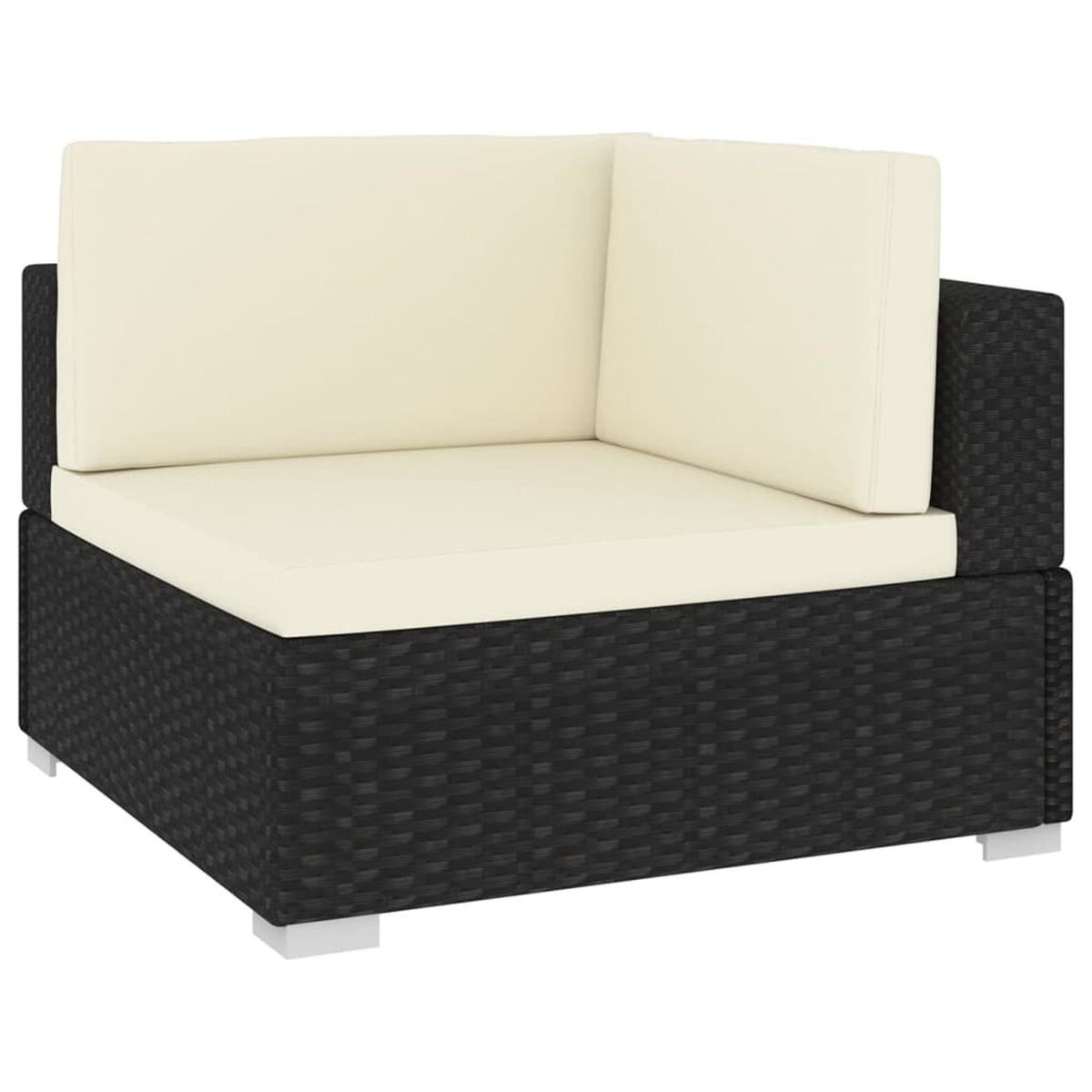 Set of 2 Black Poly Rattan Corner Sofa with Cushions Powder-Coated Steel Frame Outdoor Furniture Z3407