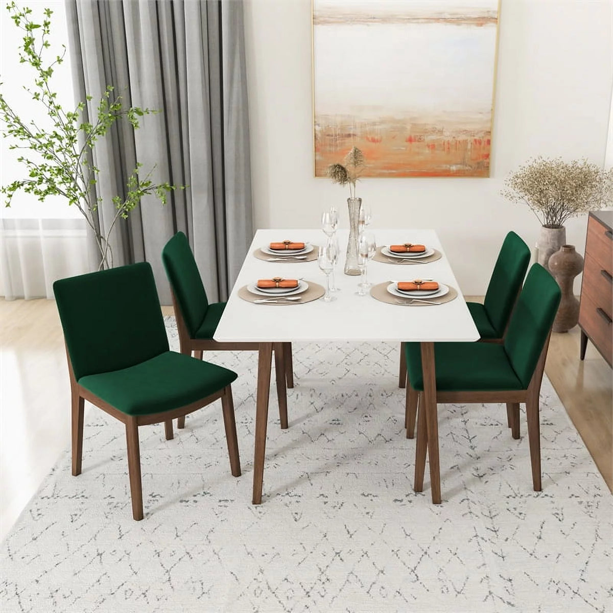 Solid Wood Walnut Dining Table and Chair Set of 4 W260