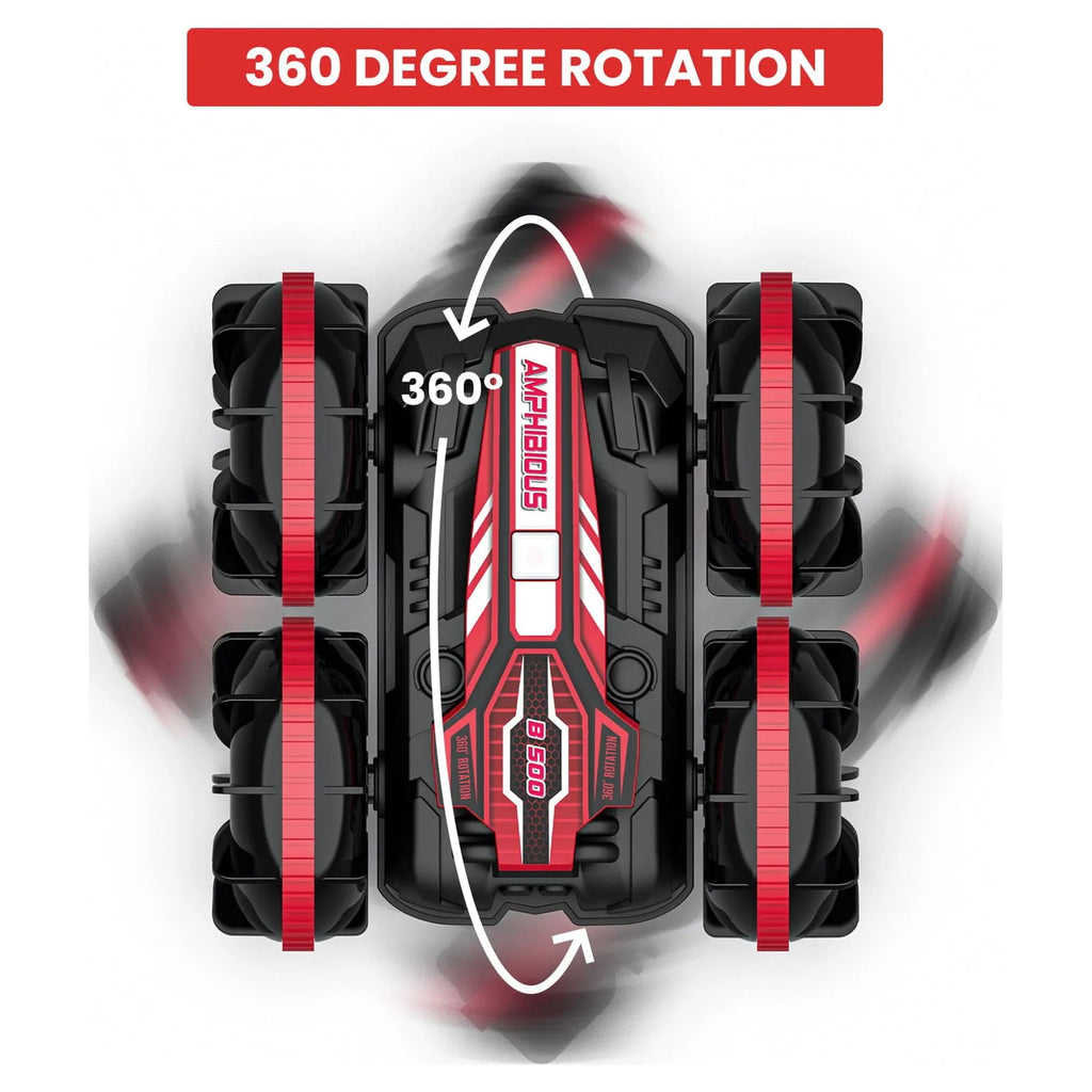 Remote Control Car & RC Boat 2 in 1 4WD Off Road Red J8427