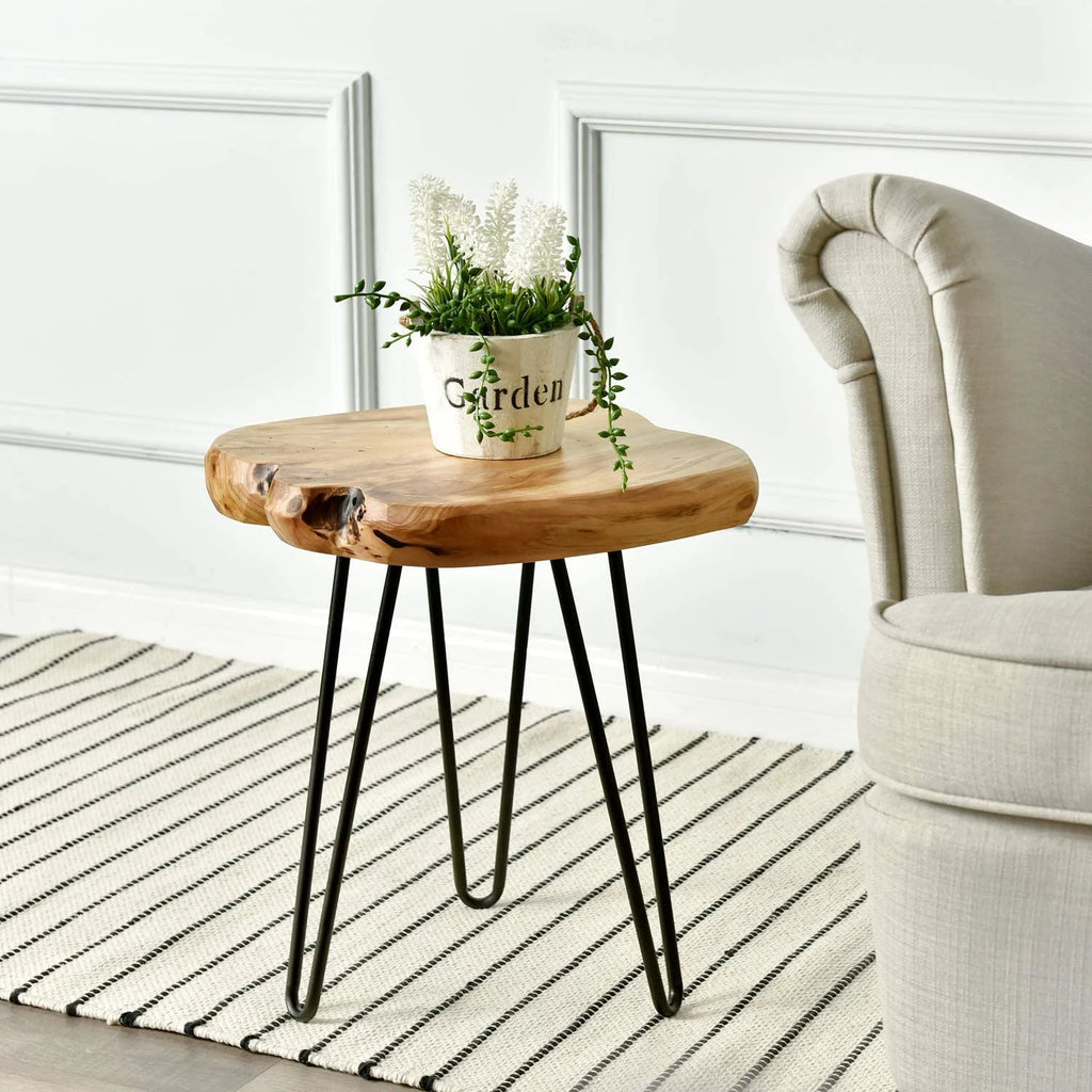 Live Edge Side Table with Hairpin Legs T50268