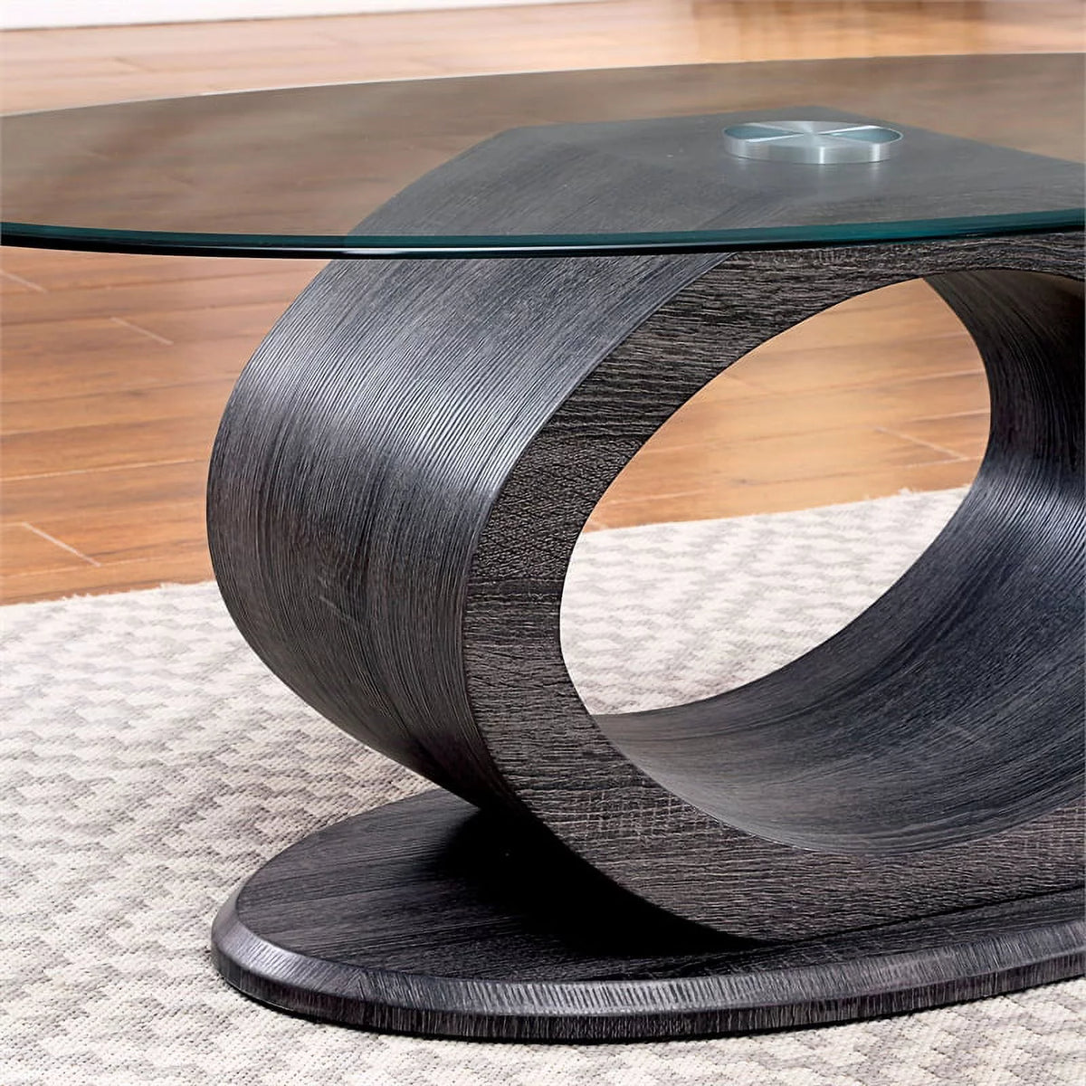 Black 3-Piece Tempered Glass Top Coffee Table Set Q134985