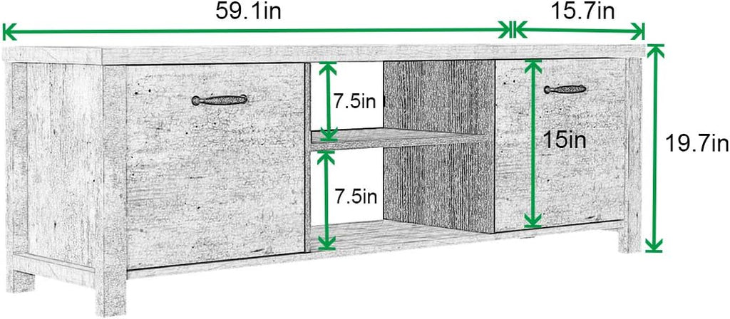 Light Grey Wood TV Stand with Two Drawers B436949