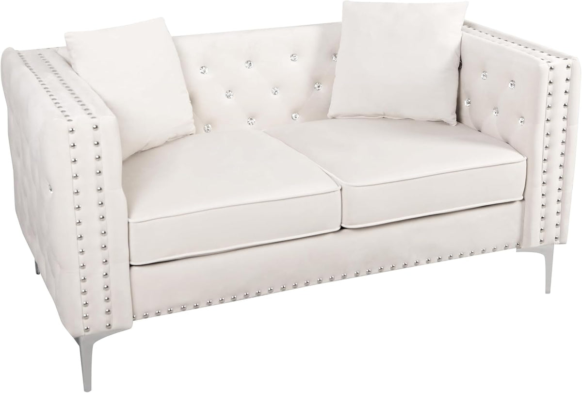 Beige Velvet Sofa and Loveseat Set G299