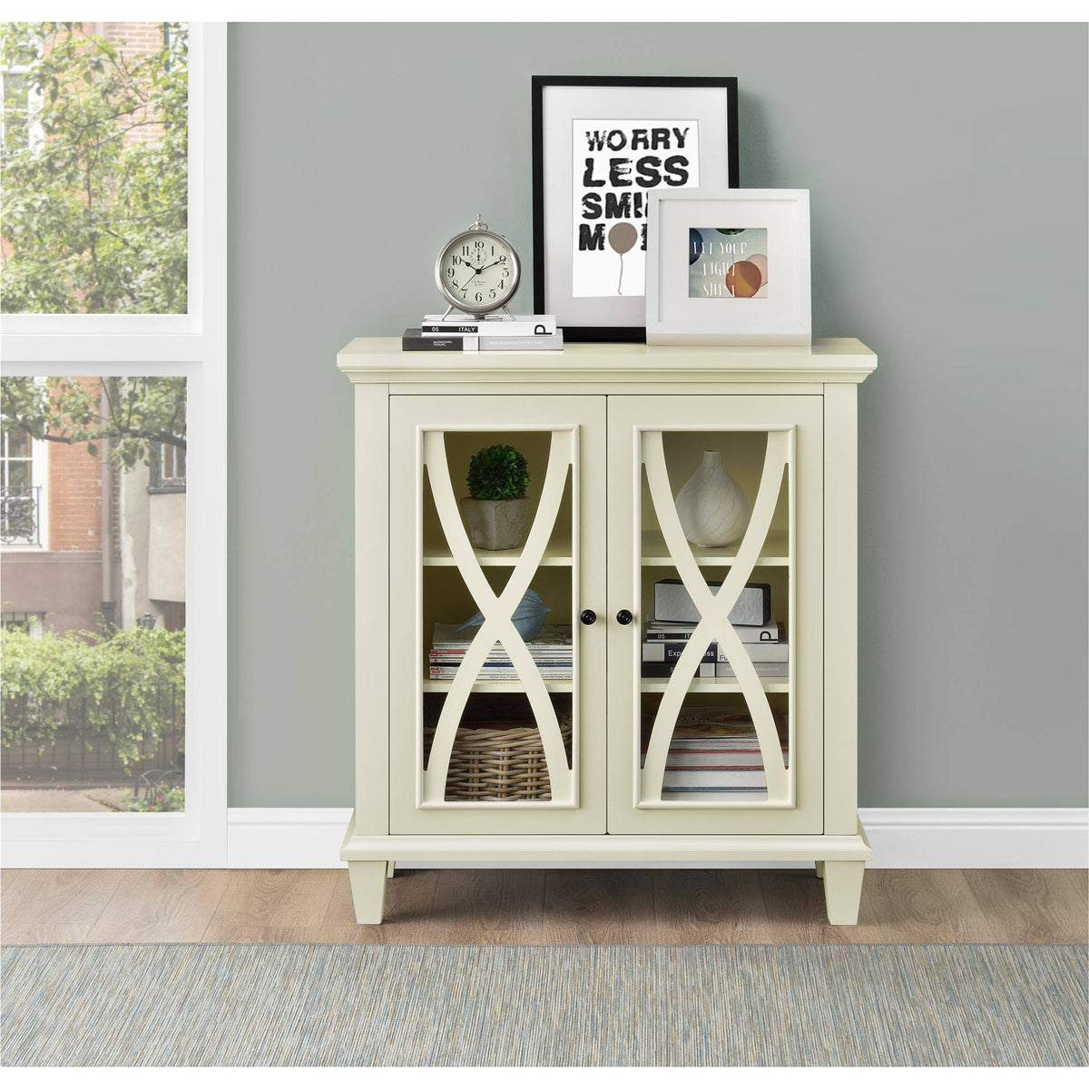 Ivory Double Door Accent Cabinet E9517
