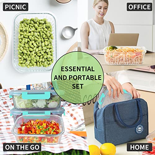 5 Packs 36 oz Glass Food Storage Containers with Lids, White V583