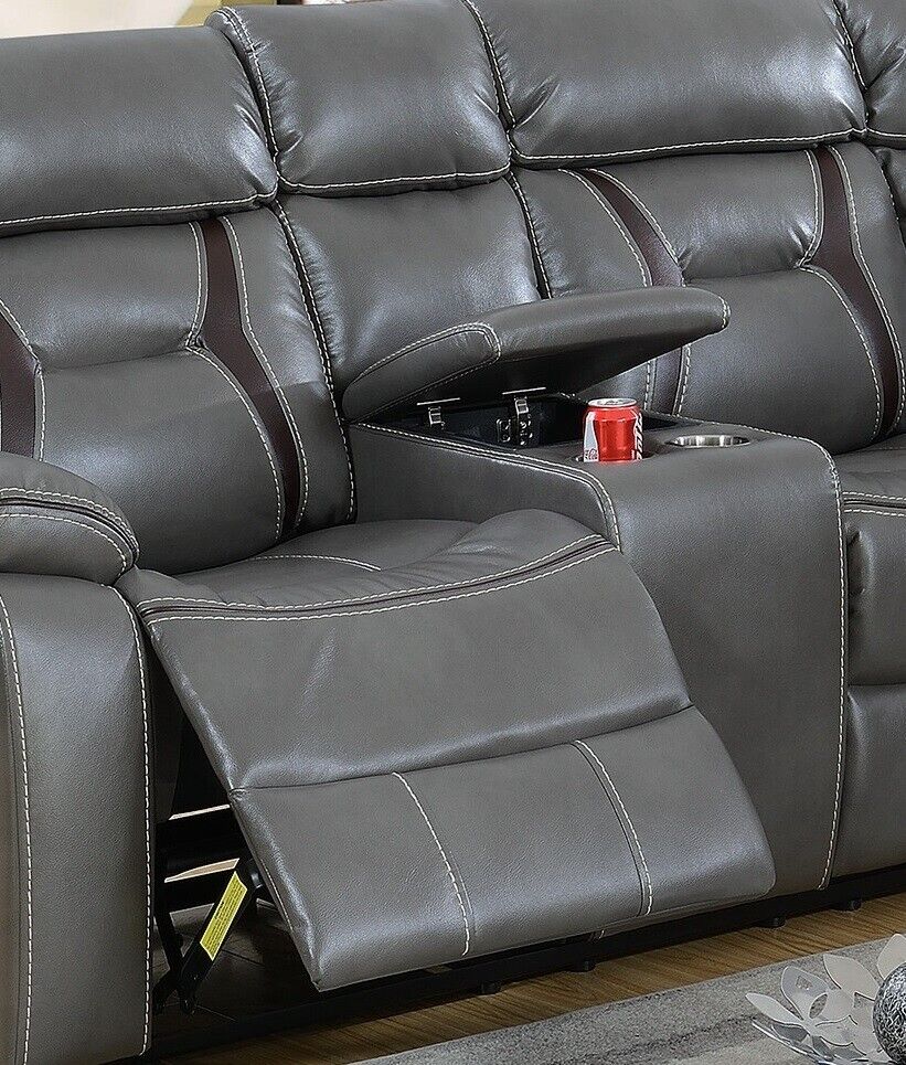 Gray Gel Leatherette 5pc Sectional Sofa Set V779892