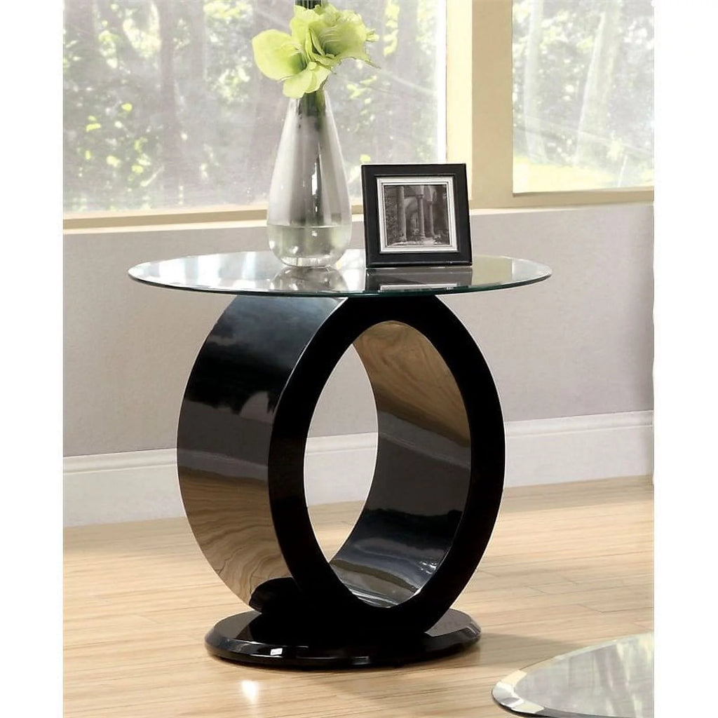 Black 3-Piece Tempered Glass Top Coffee Table Set Q134985