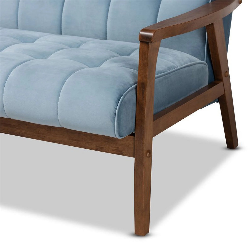 Light Blue Velvet Upholstered Wood 3-Piece Living Room Set C9299