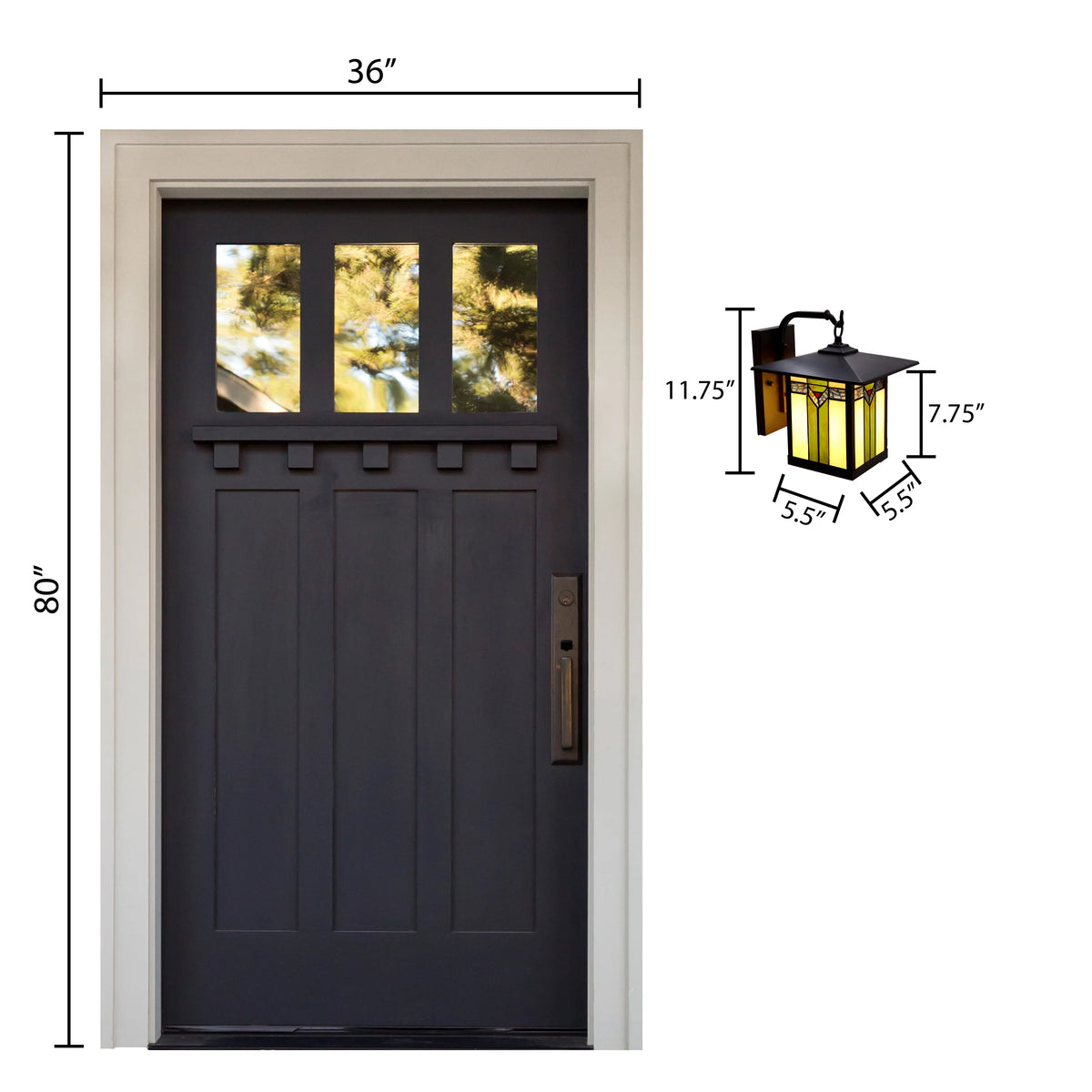 1-Light Bronzed Stained Glass Outdoor Wall Sconce O94491