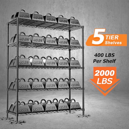 5-Tier Adjustable Metal Wire Shelving Unit W49733