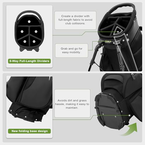 Lightweight Golf Stand Bag with 5 Way Full-Length Dividers and 8 Pockets Y613657
