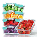 5 Packs 36 oz Glass Food Storage Containers with Lids, White V583