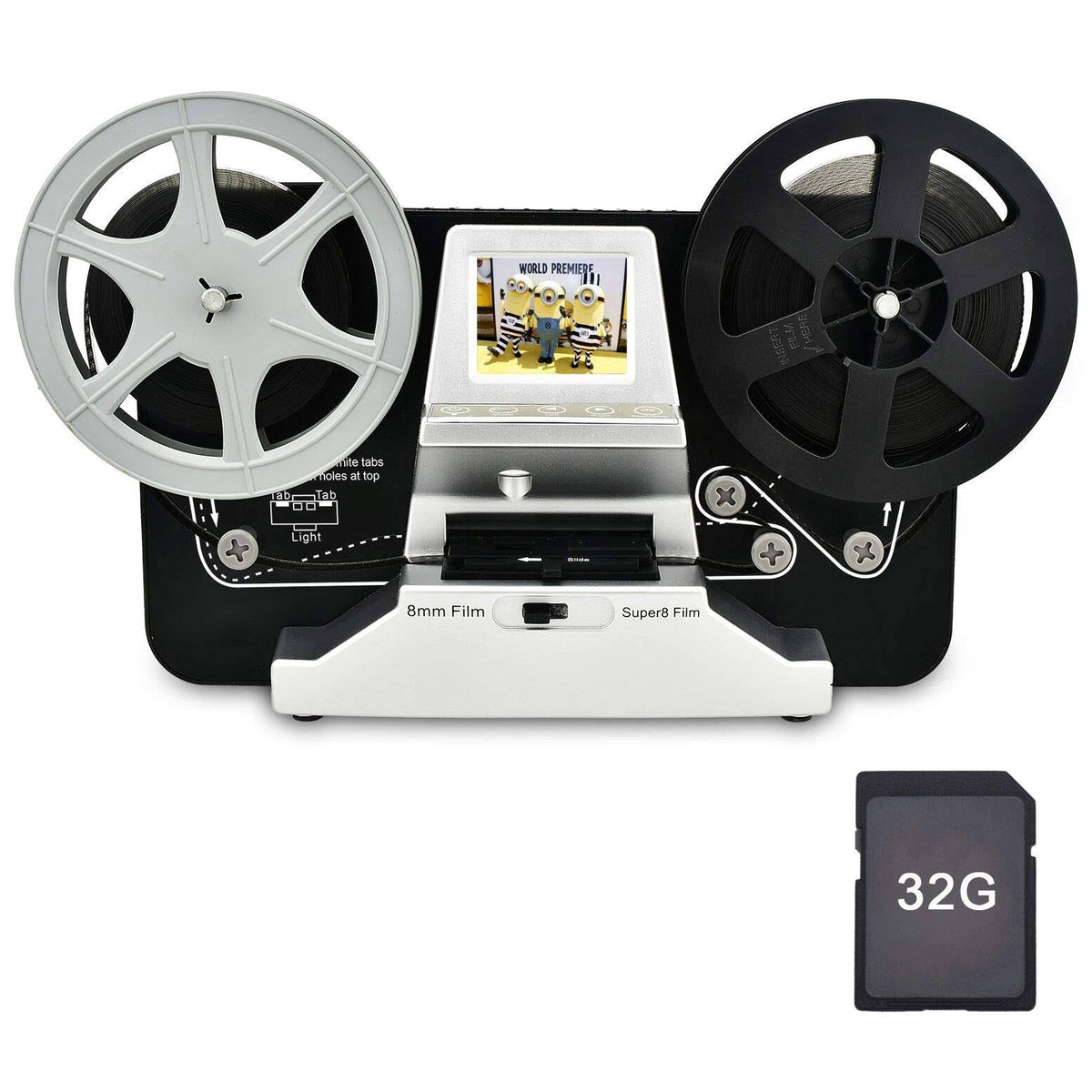 Black 8mm Super8 Roll Film Scanner with 2.4 inch LCD F4622