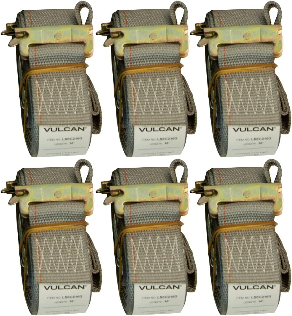 Logistic Strap for E Track, Cam Buckle - 16 Foot, 6 Pack - Gray P505