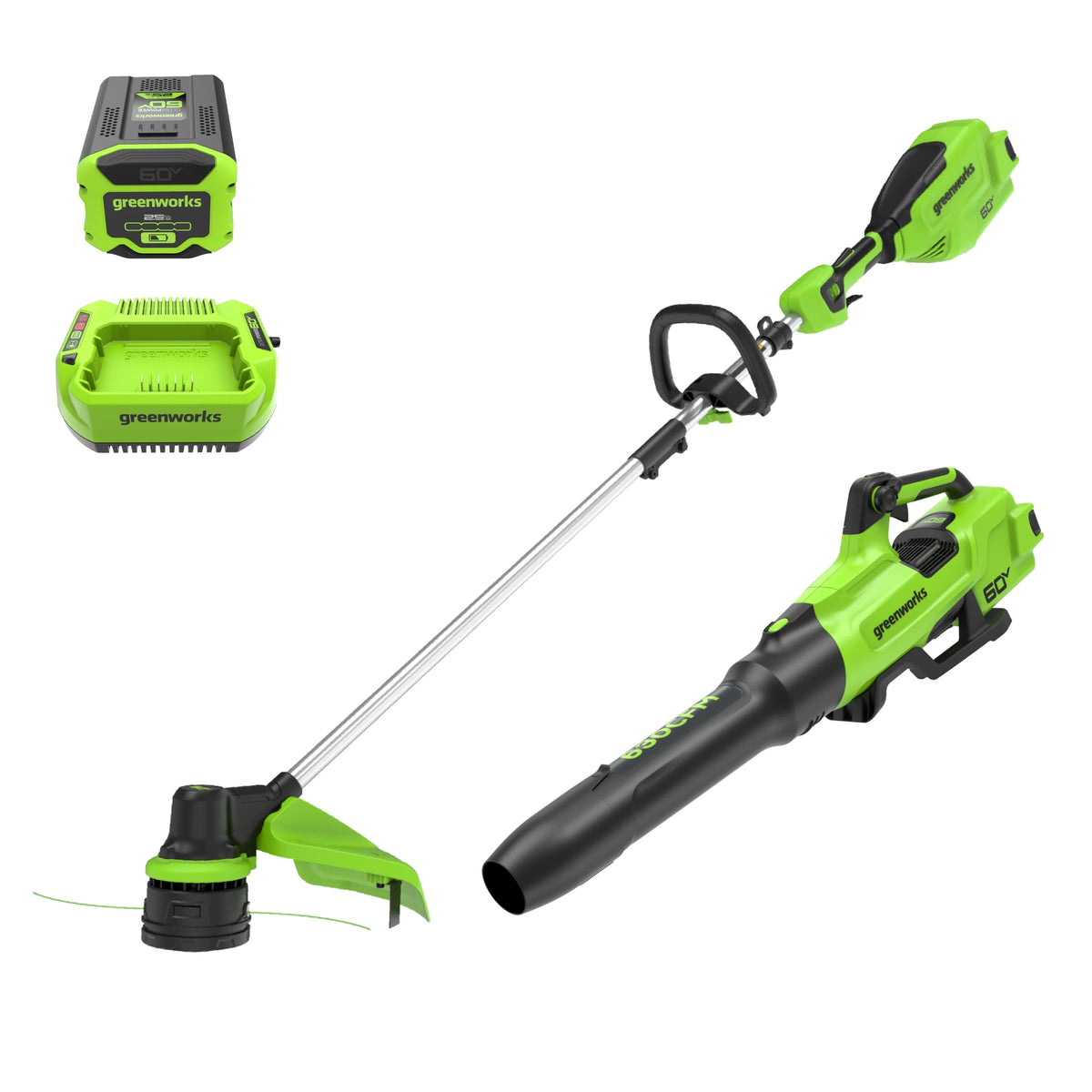 60V 16 String Trimmer & 630 CFM 170 MPH Blower Combo Kit with 2.5Ah Battery & 3 Amp Charger B50948