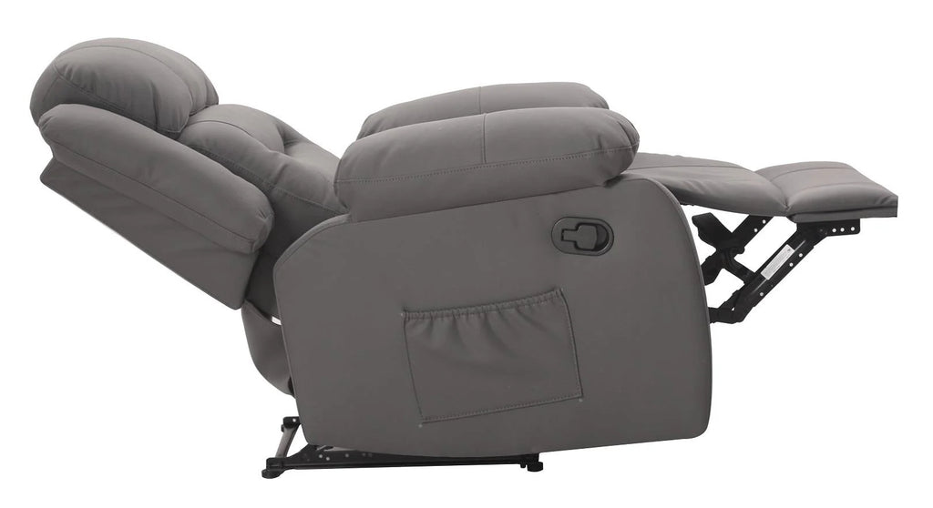 Gray Faux Microsuede Recliner with Cupholder V2237
