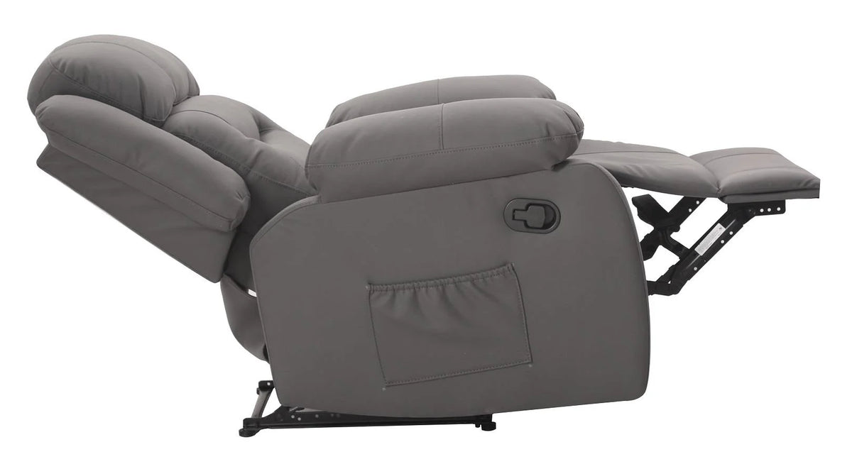 Gray Faux Microsuede Recliner with Cupholder V2237