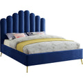 Velvet Upholstered Platform Bed with Gold Steel Legs A9610
