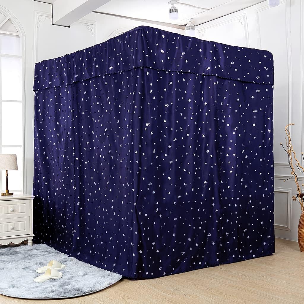 Black 100% Lightproof 4 Corner Post Bed Curtain Canopy (King) L290