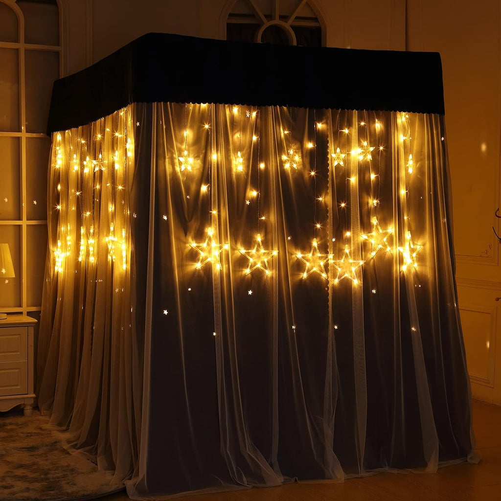 Black 100% Lightproof 4 Corner Post Bed Curtain Canopy (King) L290