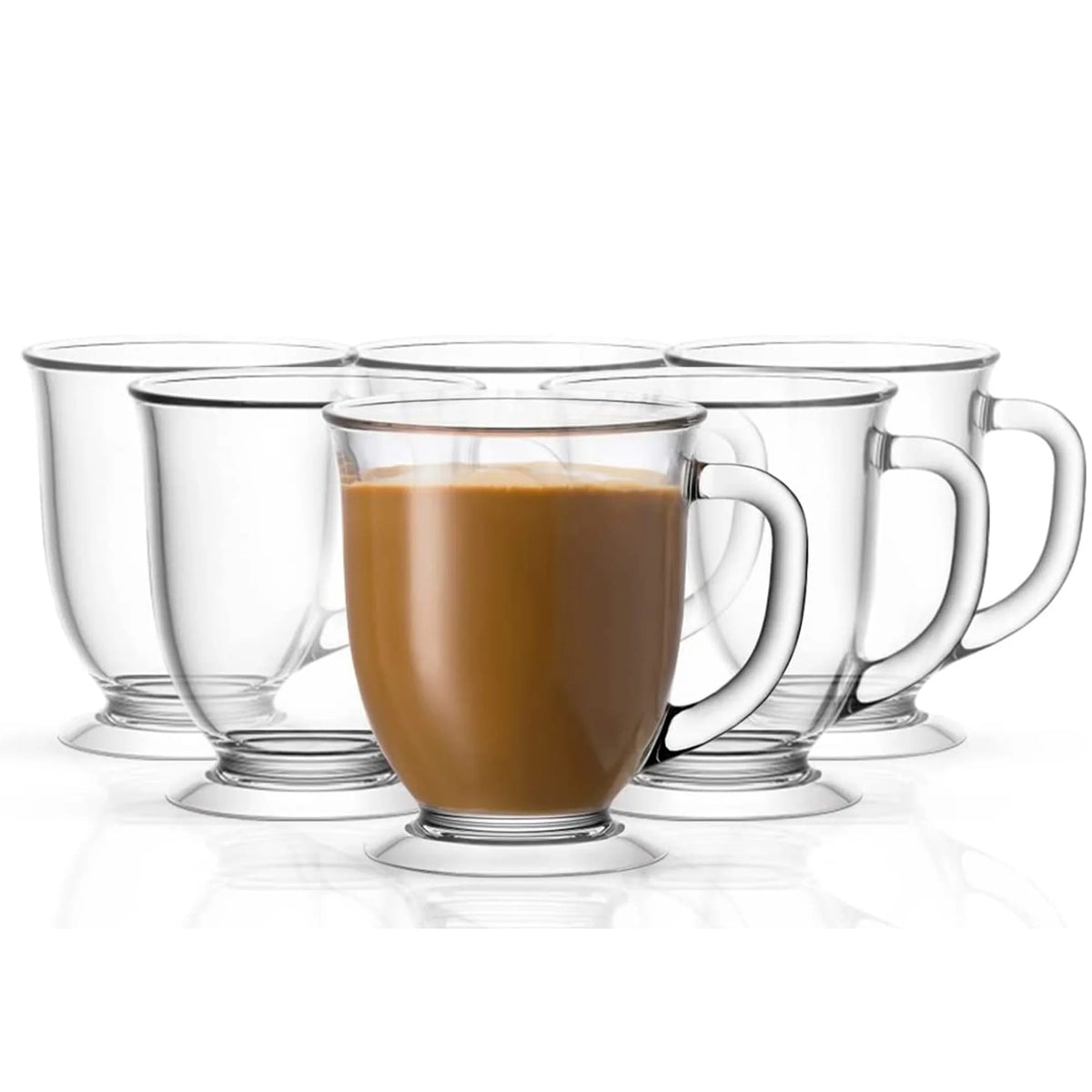 Clear Glass Coffee Mugs Set of 6 15-Oz Borosilicate Glass N3447
