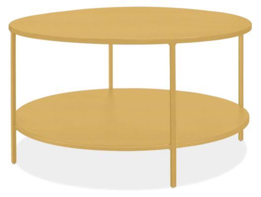 Slim Round Coffee Table with Shelf 36 Diameter 16h in Saffron Yellow E5693