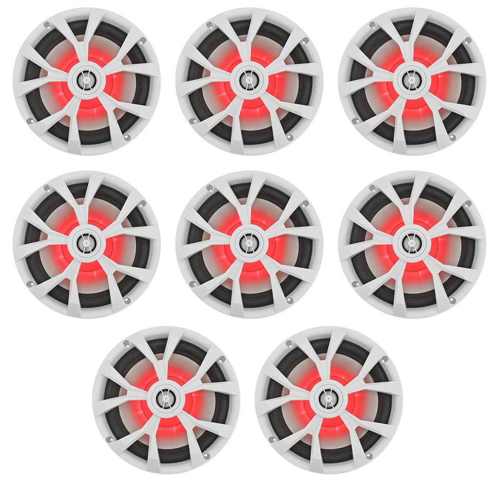 8x22 900 Watt White 2-Way Marine Boat Speakers with LED G4372