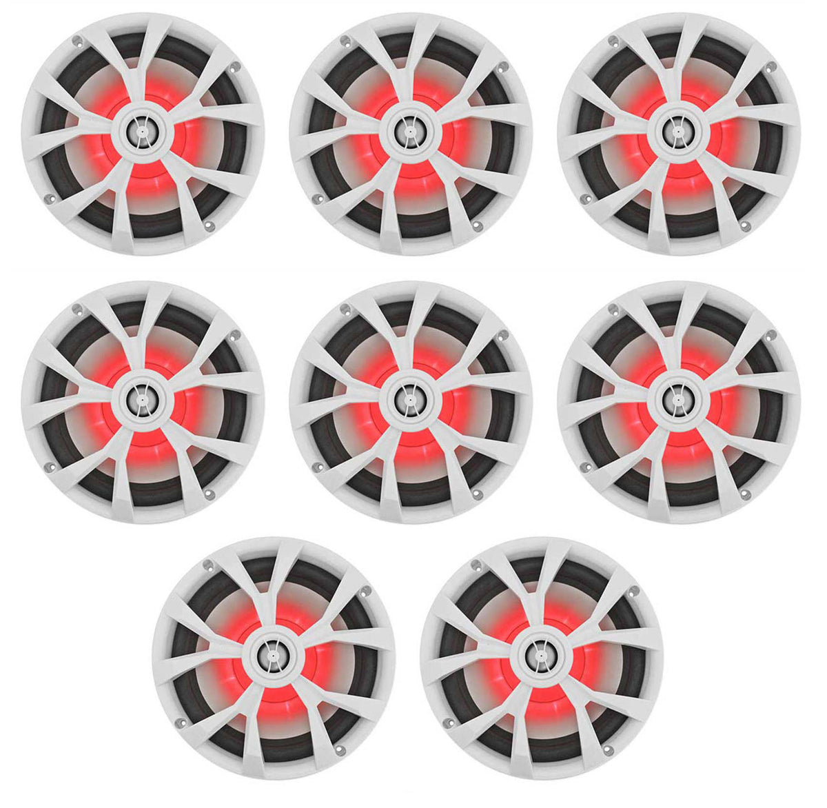 8x22 900 Watt White 2-Way Marine Boat Speakers with LED G4372