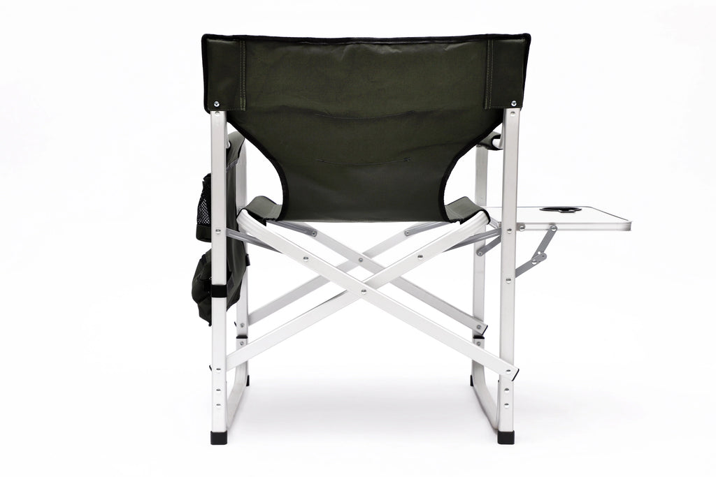 Padded Folding Outdoor Chair with Side Table and Storage Pockets, Lightweight Oversized Directors Chair, Green I745432