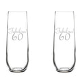 Set of 2 Glass Champagne Flutes 8.5 oz Stemless I807