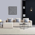 L-Shape Linen Sectional Sofa with Ottoman T59421