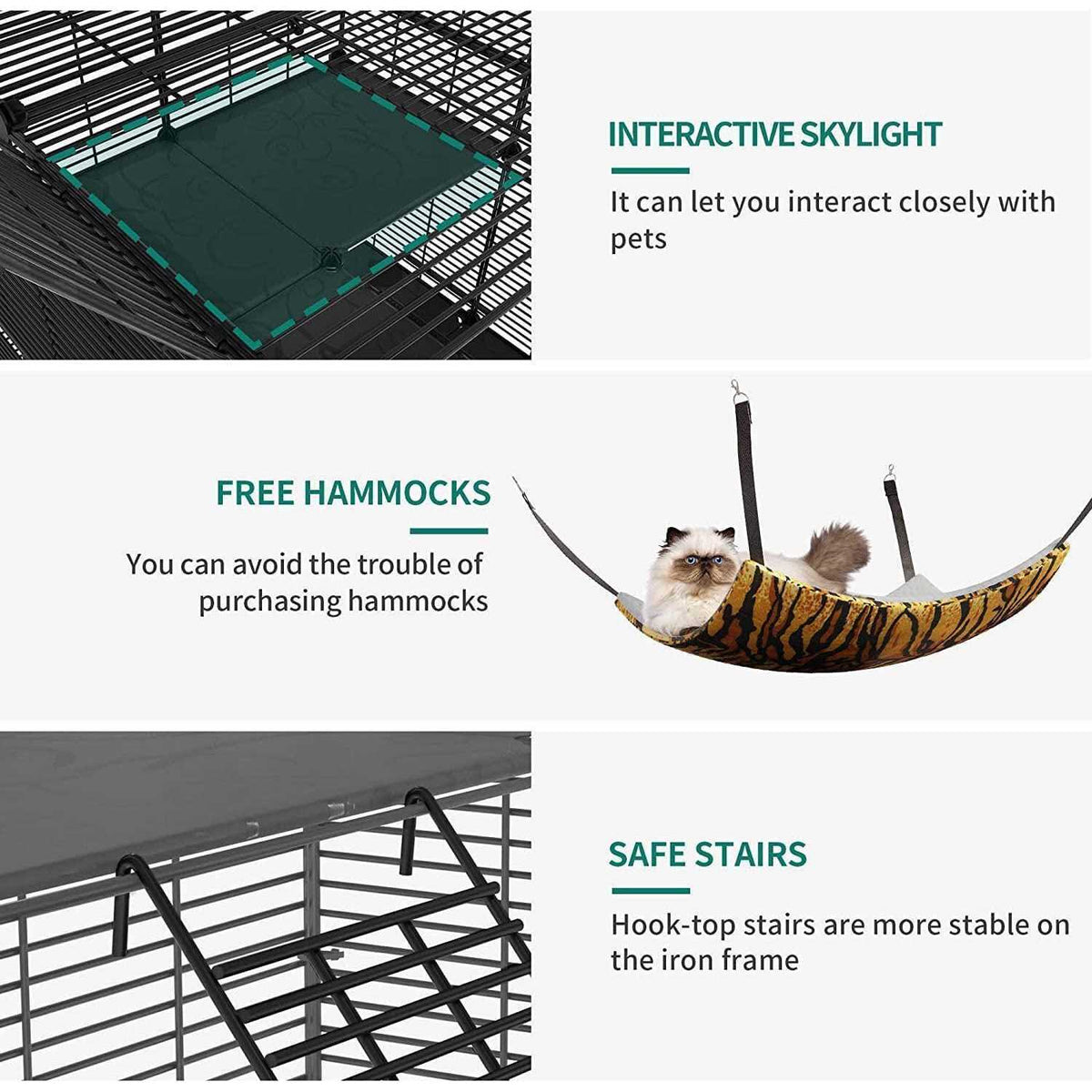 4-Tier Cat Cage Cat Hammock Metal Wire Cat Kennel Cat Playpen D83350