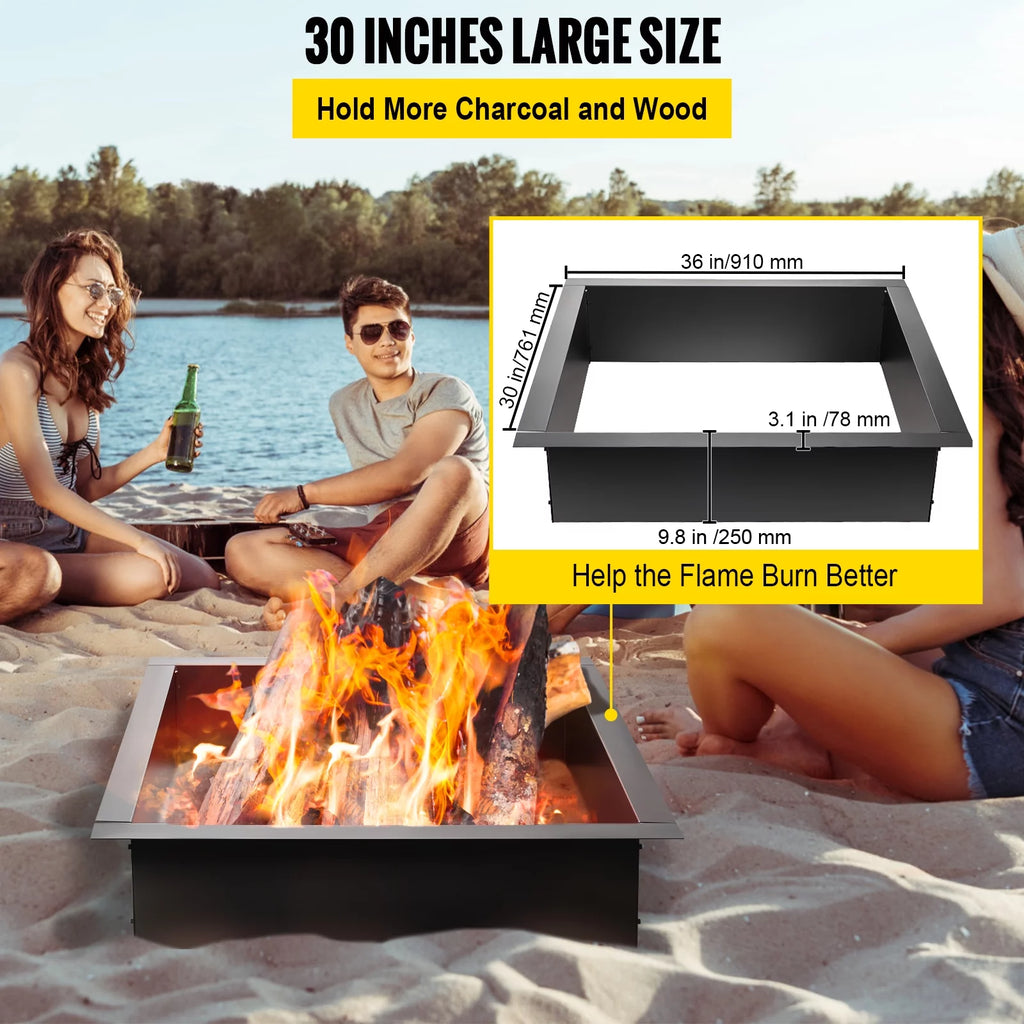 30" Square Heavy Duty Steel Fire Pit Ring C110