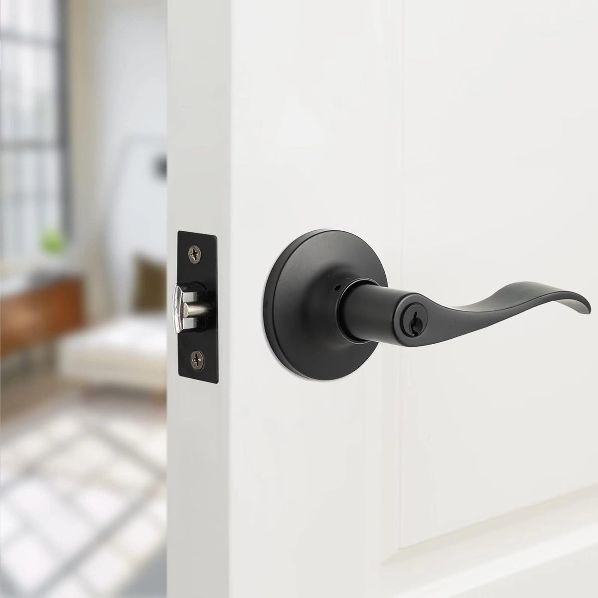 3 Pack Satin Nickel Front Door Handle with Lock and Key Entry Lockset L448238