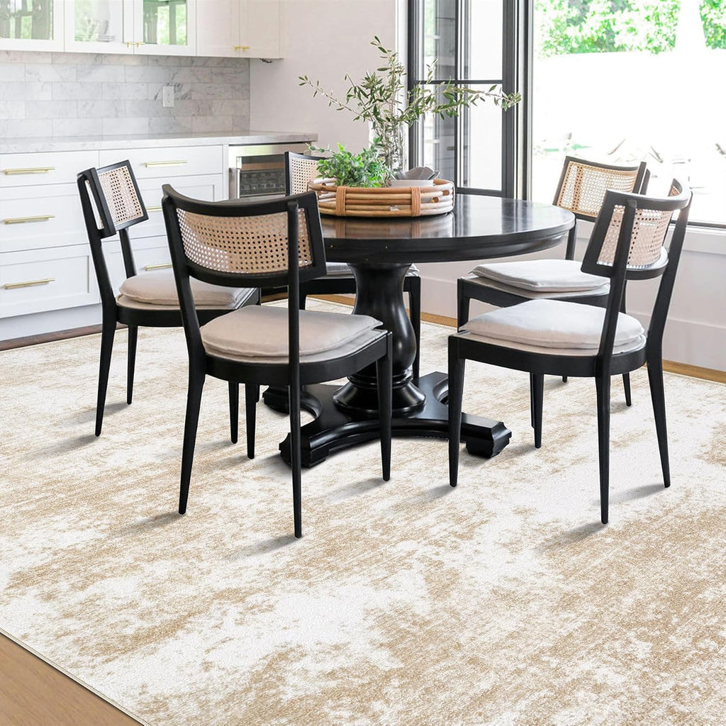 Beige 8x10 Washable Area Rug E811665