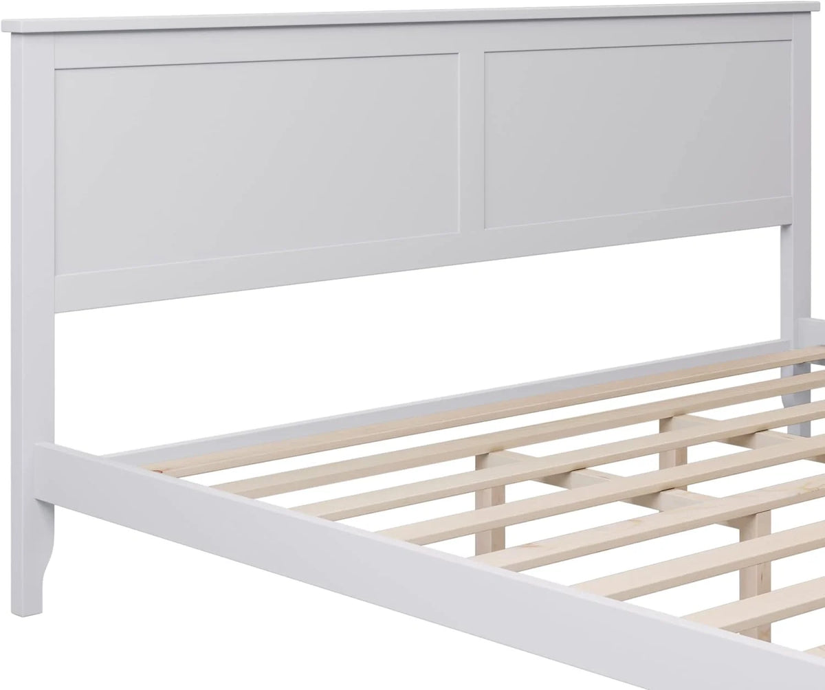 White King Size Solid Wood Platform Bed J45832