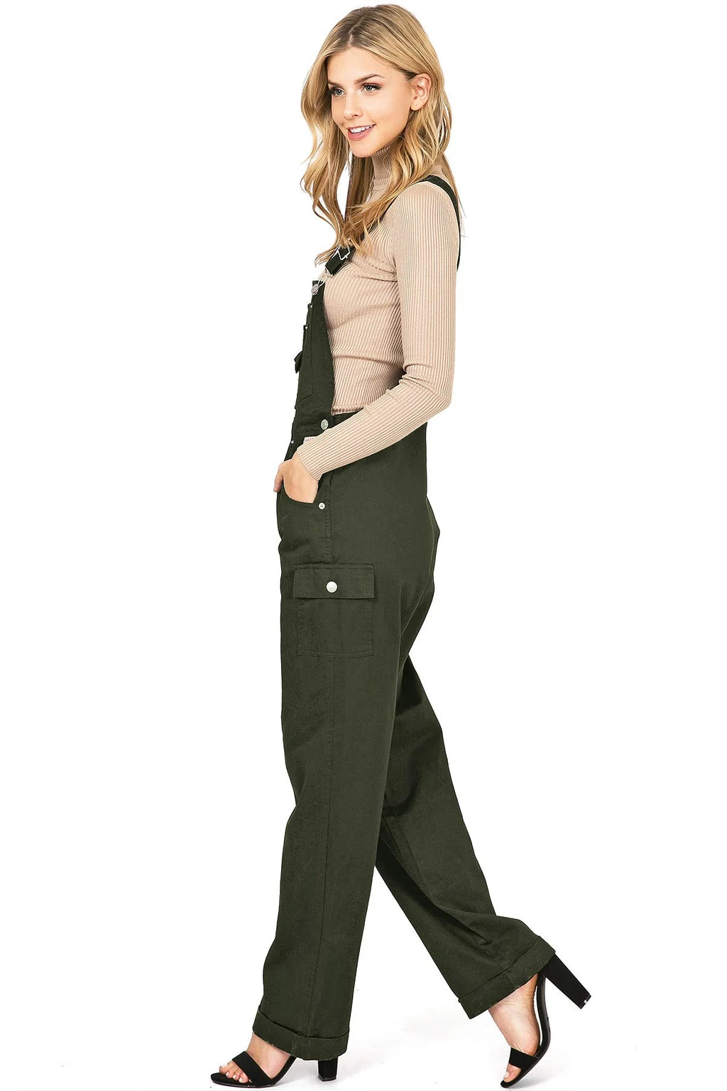 Baggy Straight Leg Twill Overalls M1429