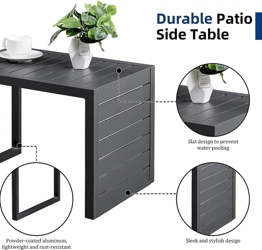 C Shaped Aluminum Side Table Dark Grey E168326