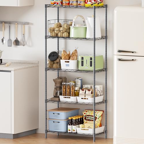 5-Tier Adjustable Metal Wire Shelving Unit W49733