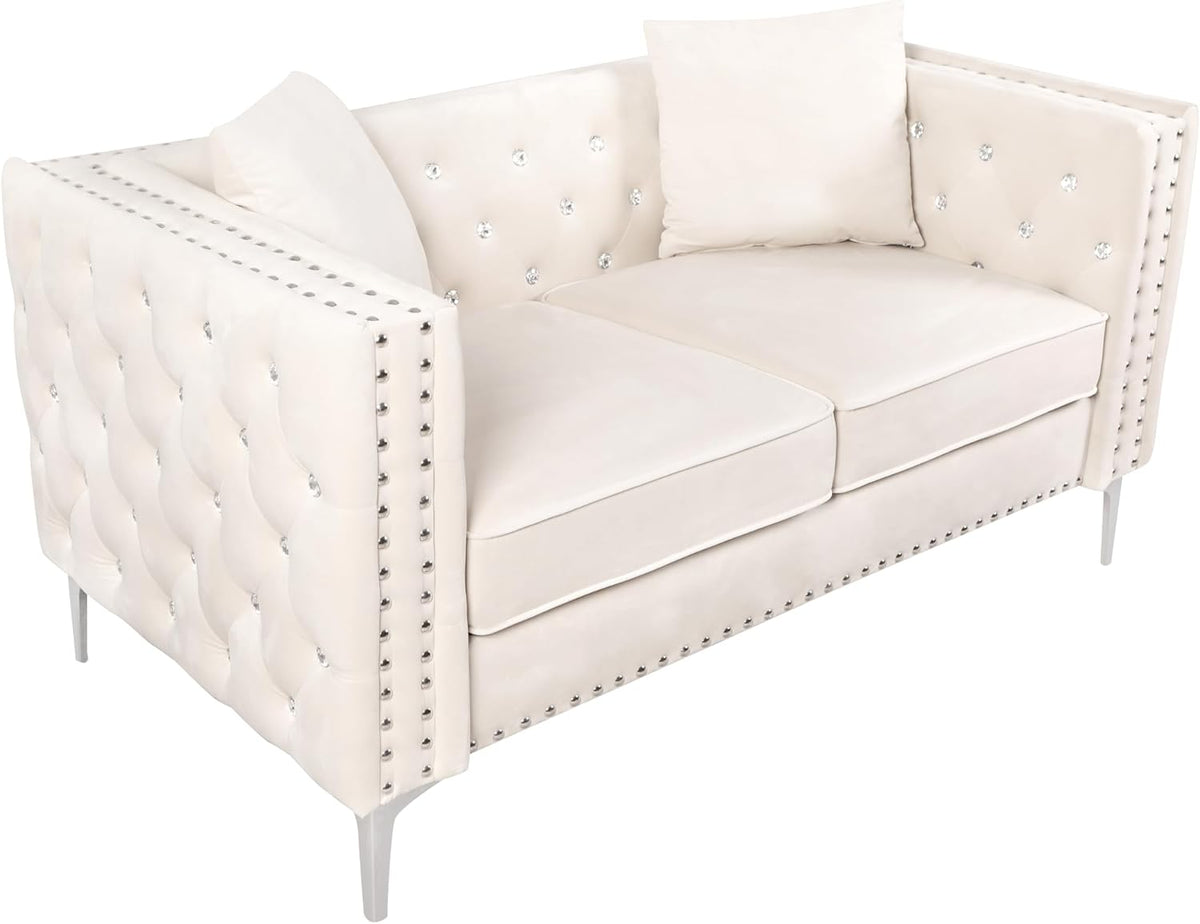 Beige Velvet Sofa and Loveseat Set G299