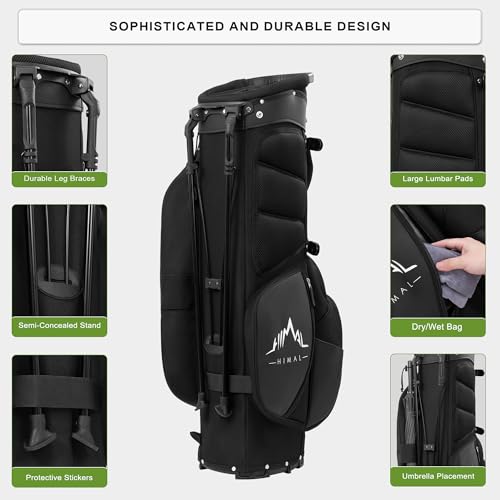 Lightweight Golf Stand Bag with 5 Way Full-Length Dividers and 8 Pockets Y613657